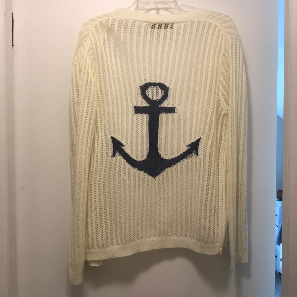 Off white knit sweater with anchor